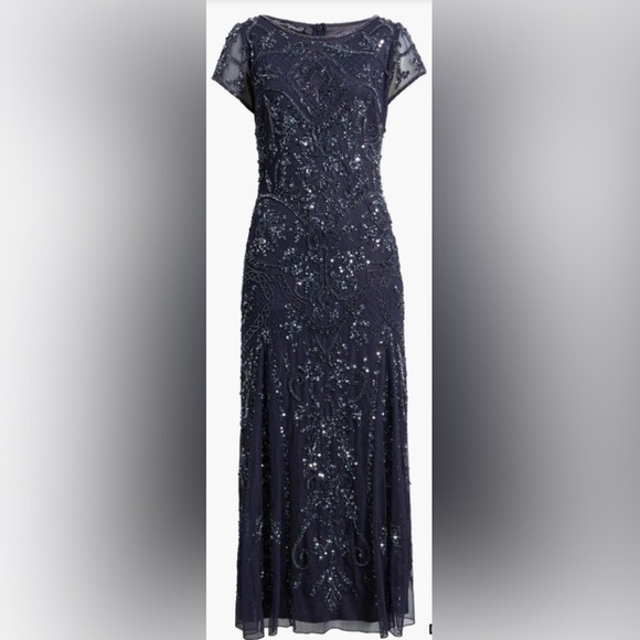 Pisarro Nights Dresses & Skirts - Pisarro Nights Midnight Blue Beaded Gown Mother of Bride/Groom‎